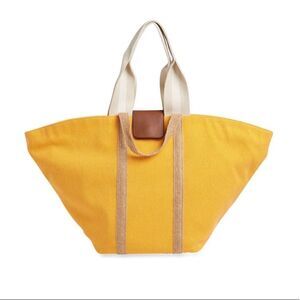 NEW Yellow Canvas Beach/Travel Tote Bag